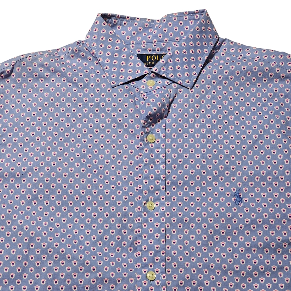 Polo Ralph Lauren Floral Print Mens Large Geometric Button Shirt Long Sleeve